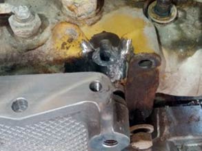 Broken bolt housing cleaned and roughened Broken bolt housing cleaned and roughened