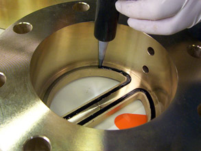 Custom gasket created with Belzona 2131 Custom gasket created with Belzona 2131