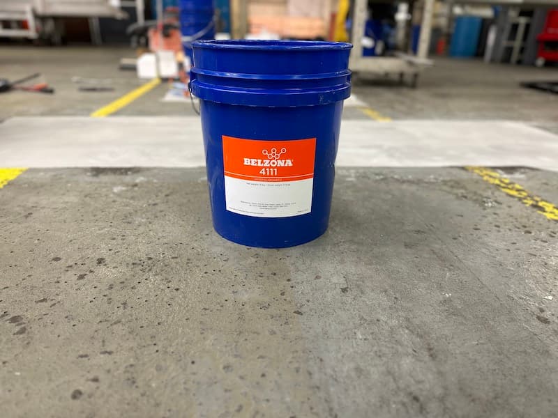 Completed floor repair ready for steel wheel traffic