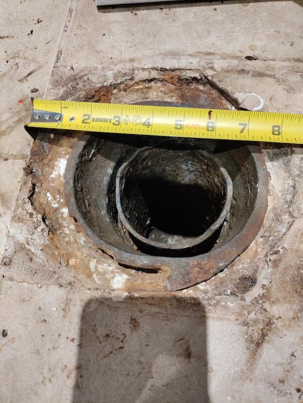 Damaged floor drain
