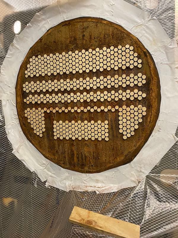 Belzona 1311 applied to rebuild tube sheet profile