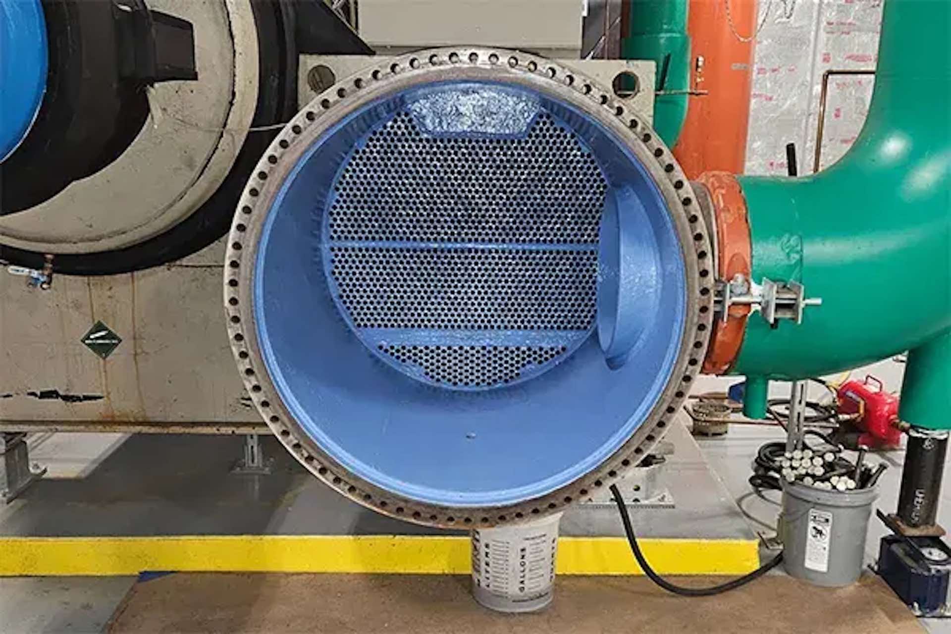 Chiller in mechanical room