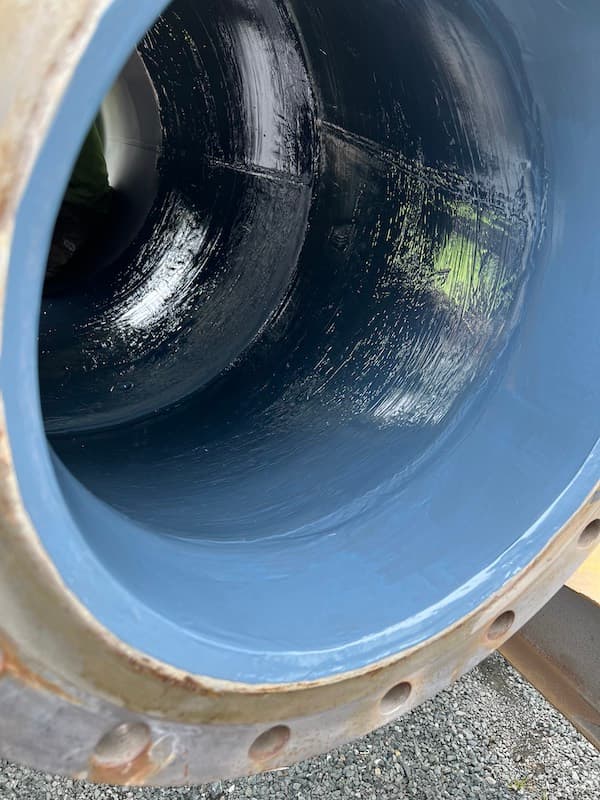 Completed slurry pipe repair ready for reinstallation
