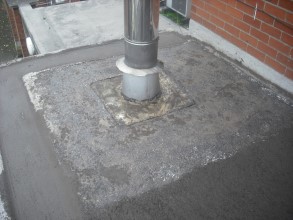 Deteriorated upstand on a roof causing leaks Deteriorated upstand on a roof causing leaks